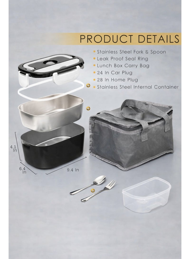 Electric Lunch Box Food Heater - Leakproof Portable Food Warmer heated lunch box for adults for Car/Home/Truck with 1.5L Removable Stainless Steel Container - Image 2